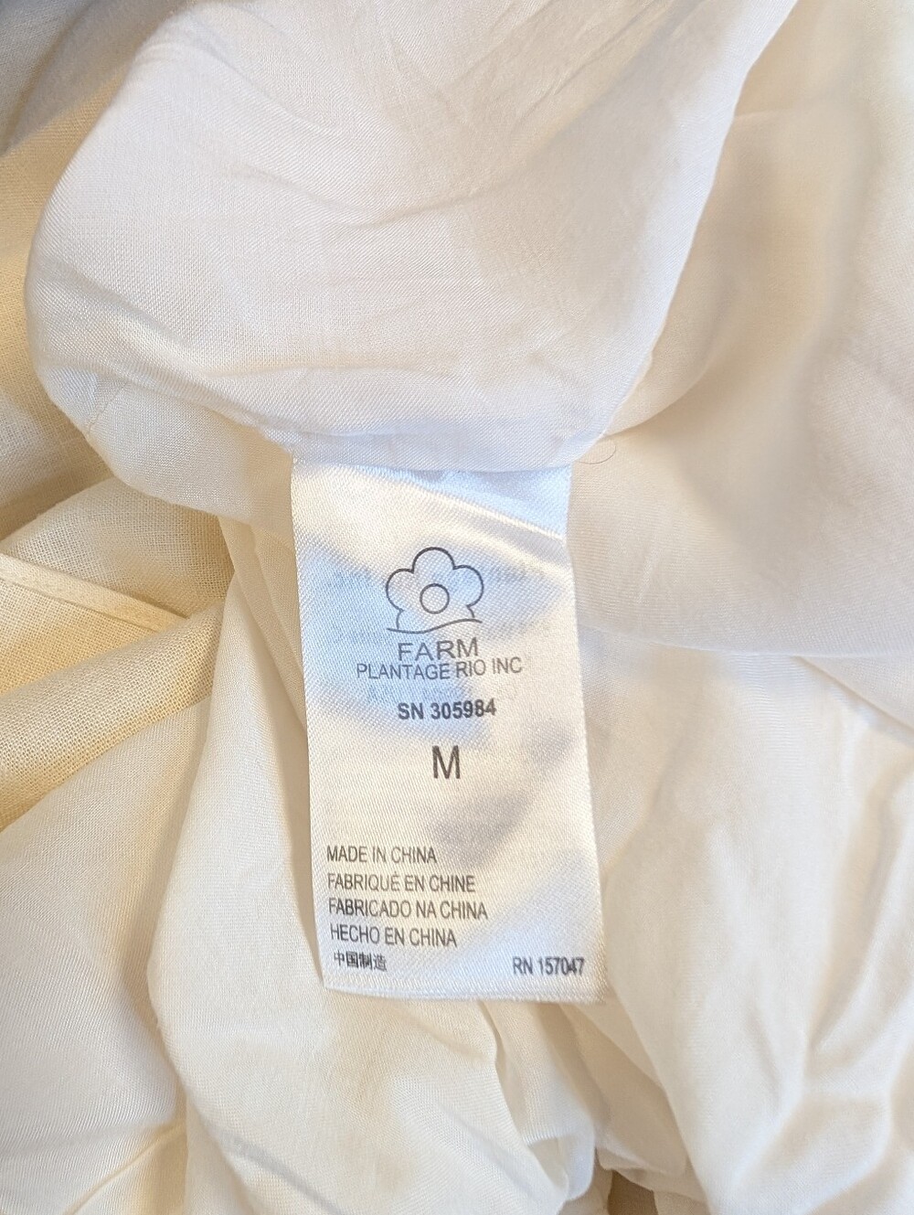 FARM Rio Ivory Off White Linen Knotted Cut Out V-Neck Sleeveless Midi Dress M - Picture 11 of 13
